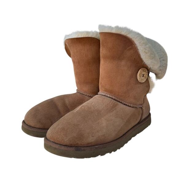 UGG Australia Bailey Button II Shearling Boots Size 9 Chestnut Brown - Picture 8 of 16